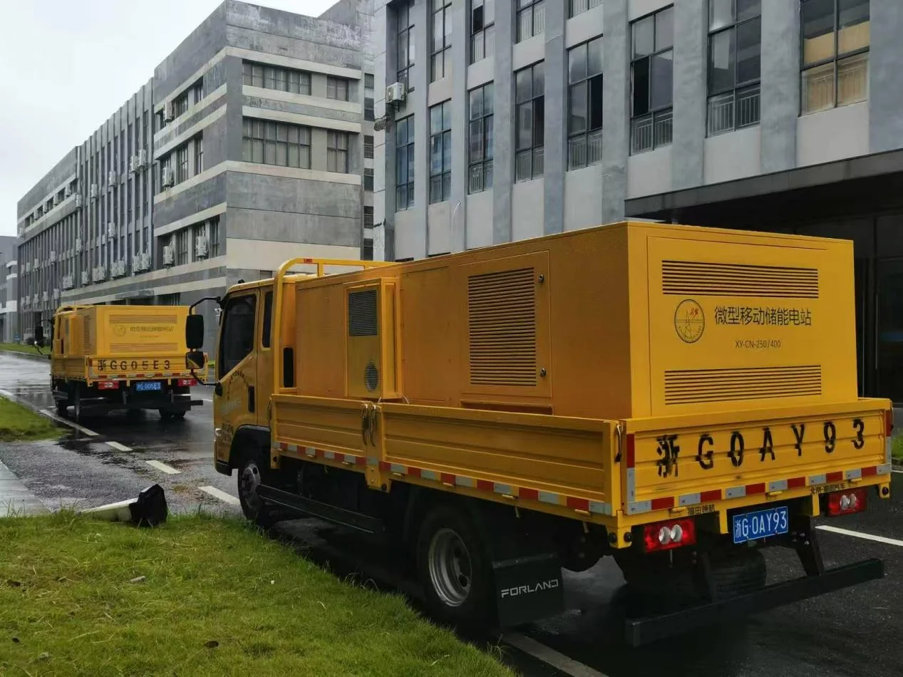 Truck-mounted 400 kWh mobile energy storage systems outside the YAHUA facility