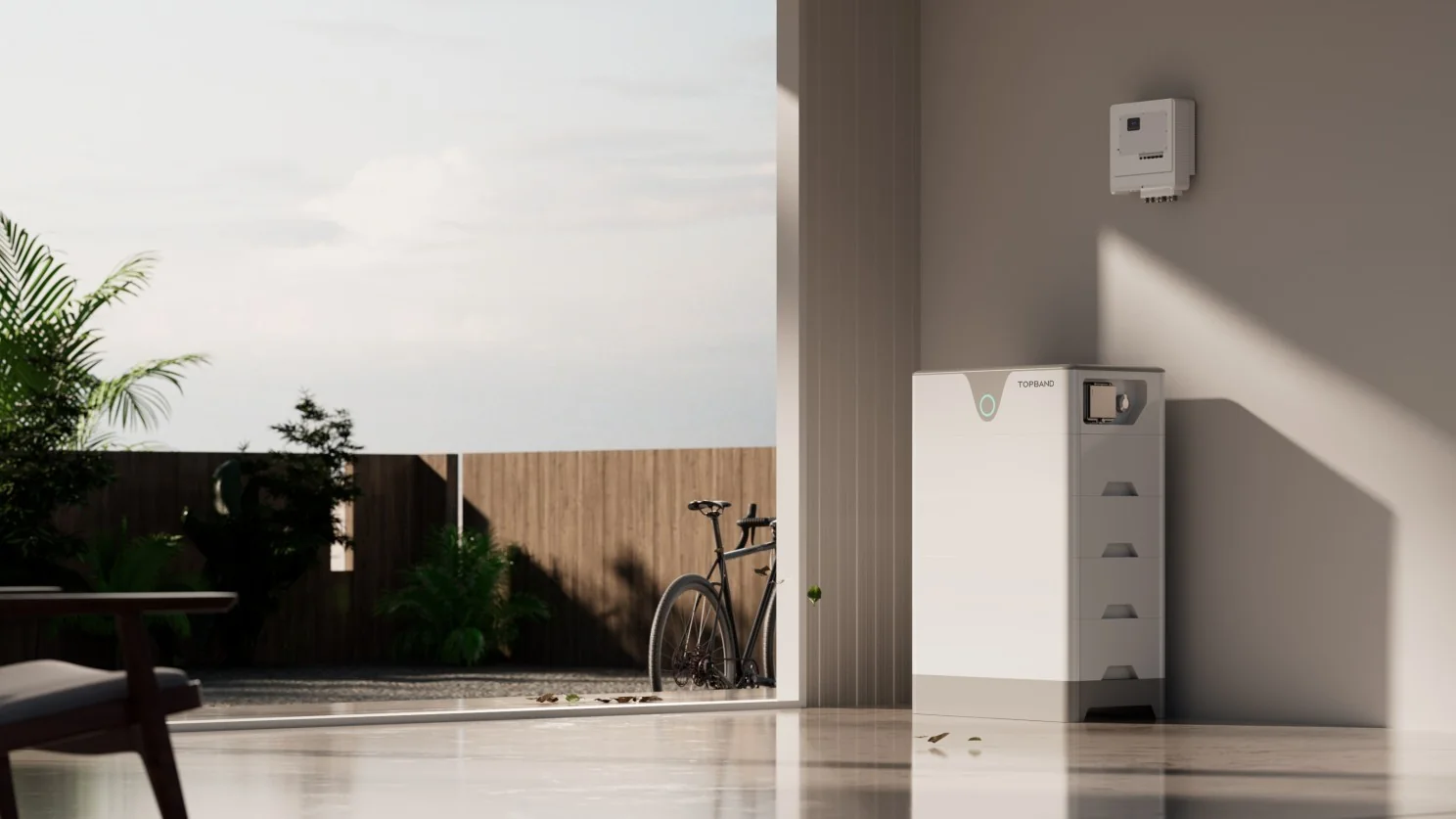 Residential energy storage battery installed in a home