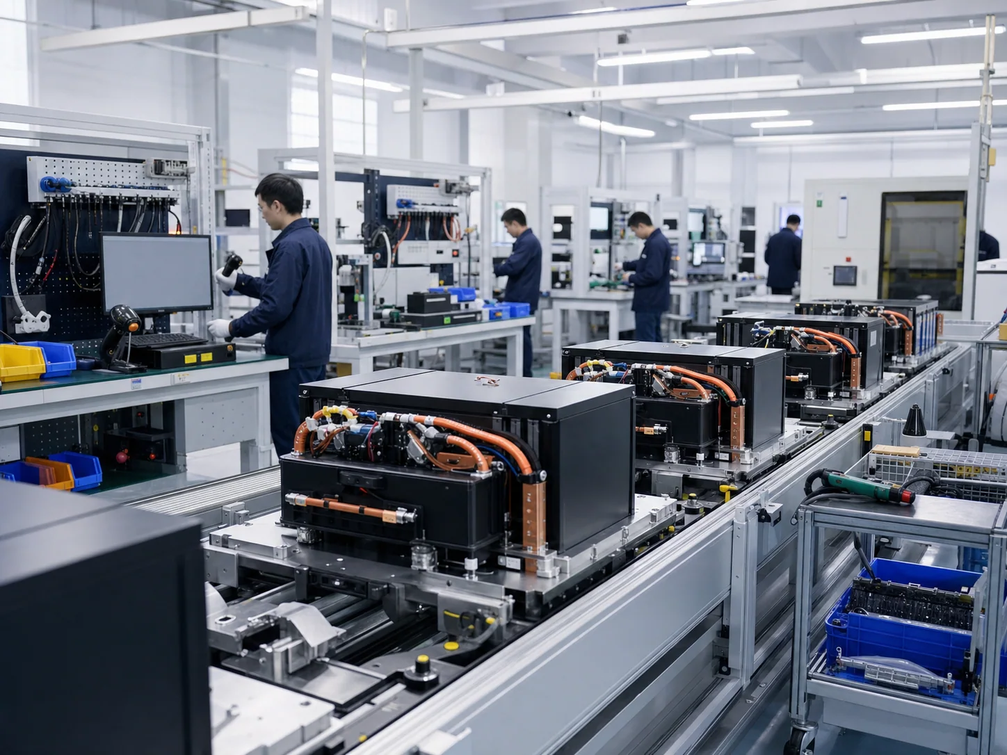 Battery system production and testing line