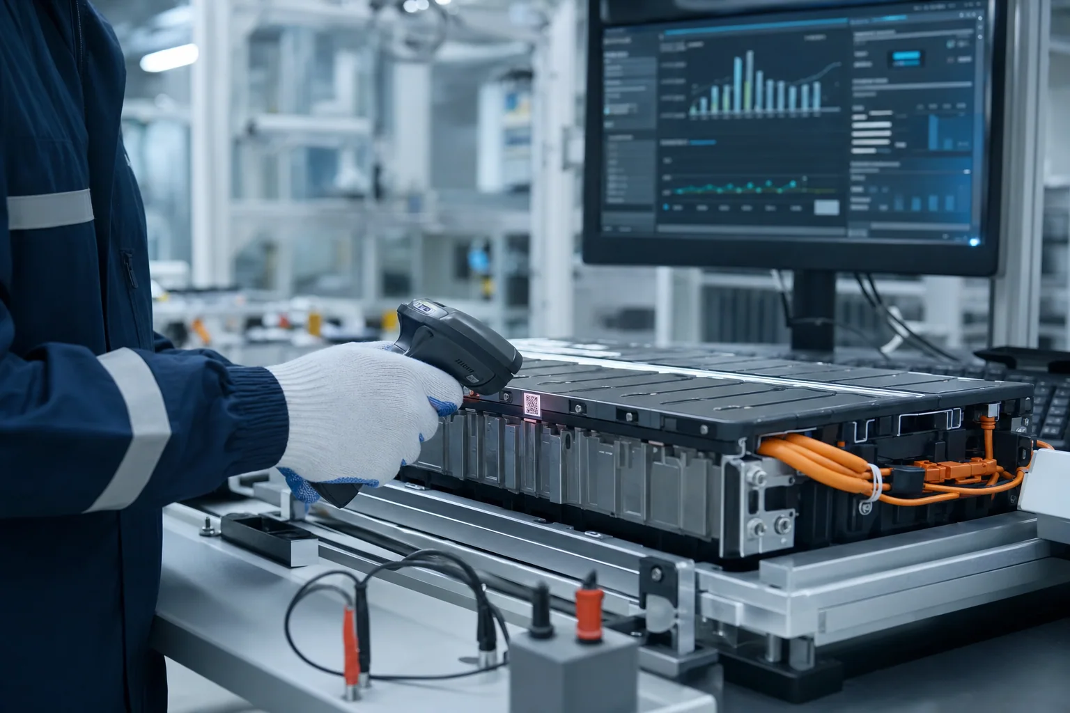 Concept image of battery manufacturing traceability inspection