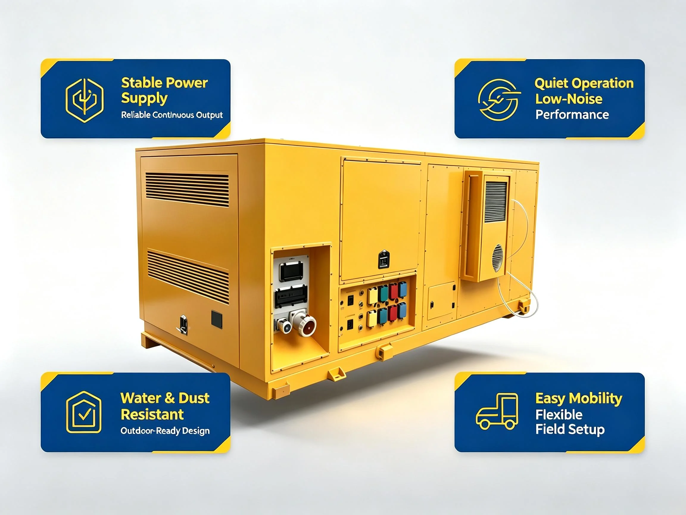YAHUA YMD-400/250 mobile energy storage system with stable power, quiet operation, water and dust resistance, and easy mobility highlights