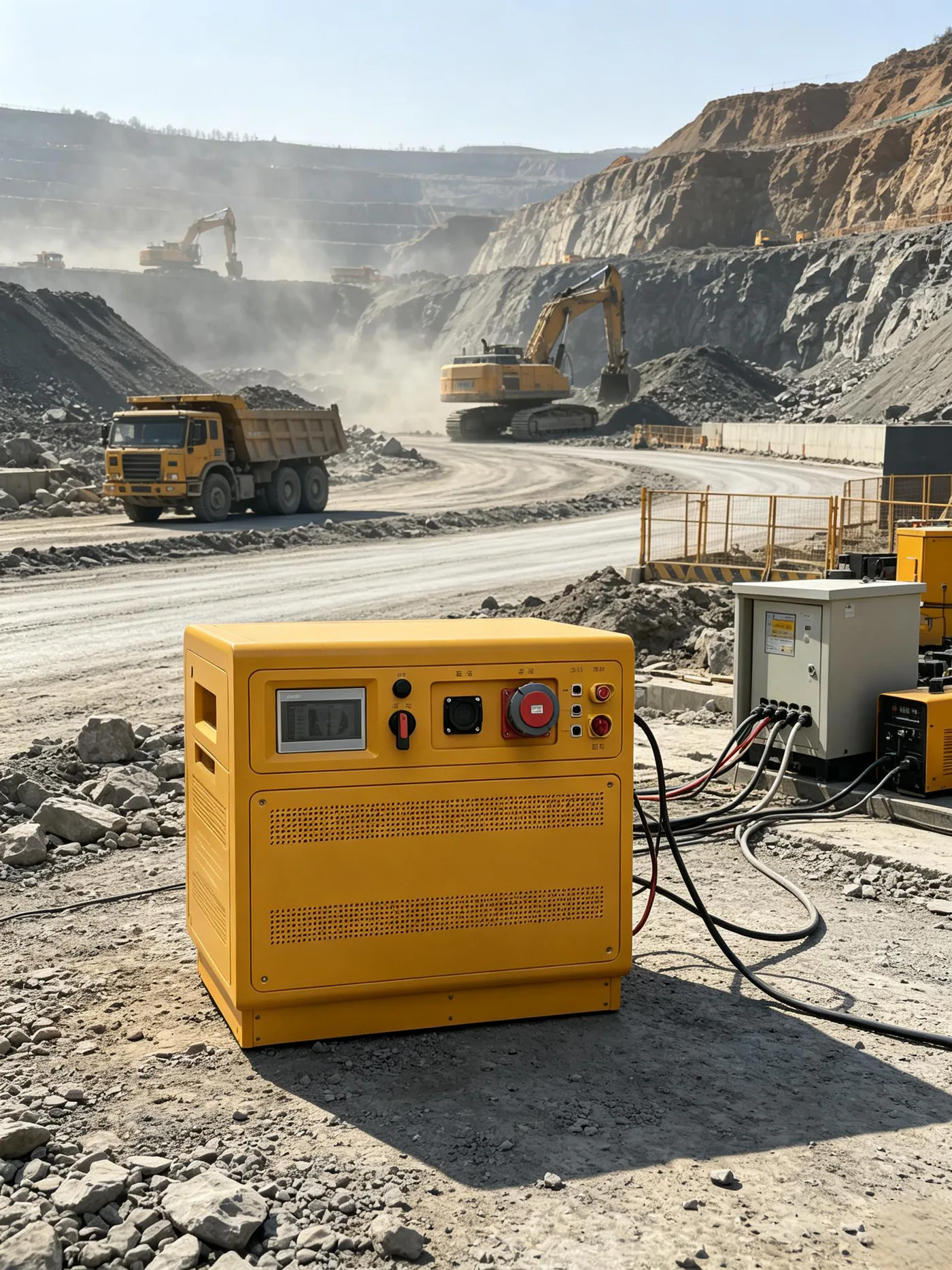 YAHUA mobile energy storage system operating at an outdoor construction site