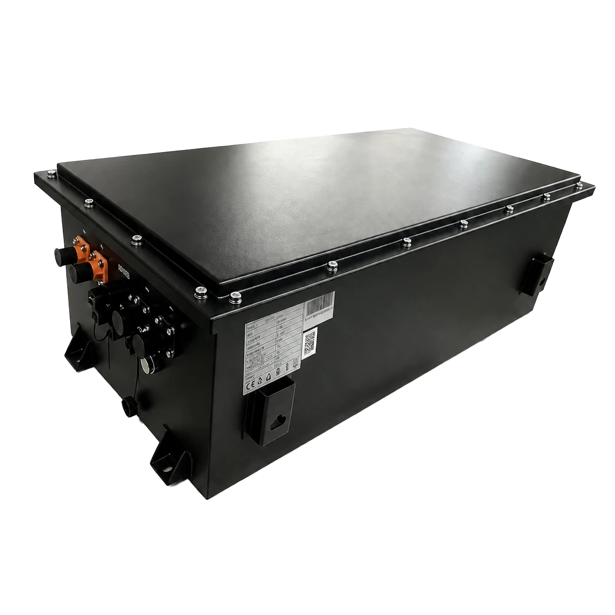 Right-side studio view of the BYH512300AH golf-cart battery showing the long enclosure and connector panel