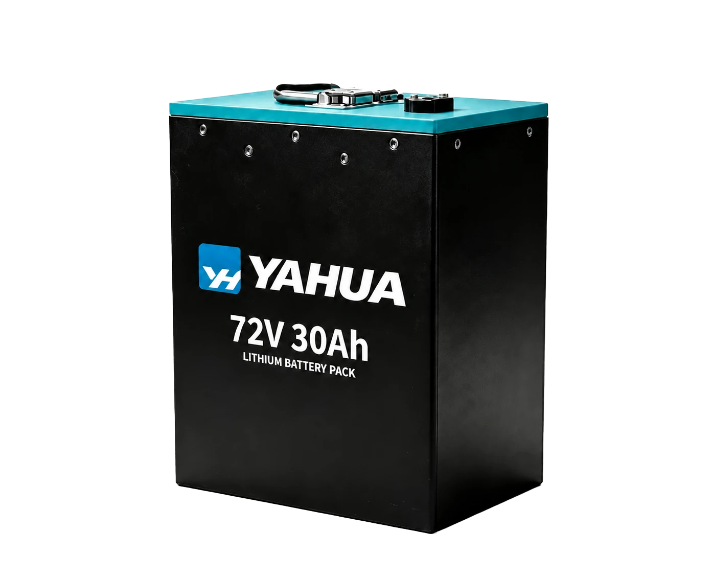 YAHUA BYH7230 72V 30Ah electric motorcycle battery on a clean white studio background